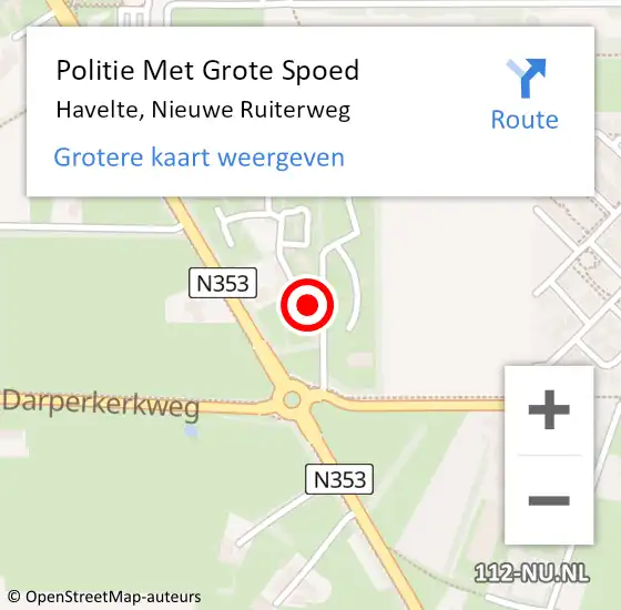 Locatie op kaart van de 112 melding: Politie Met Grote Spoed Naar Havelte, Nieuwe Ruiterweg op 12 april 2022 18:19