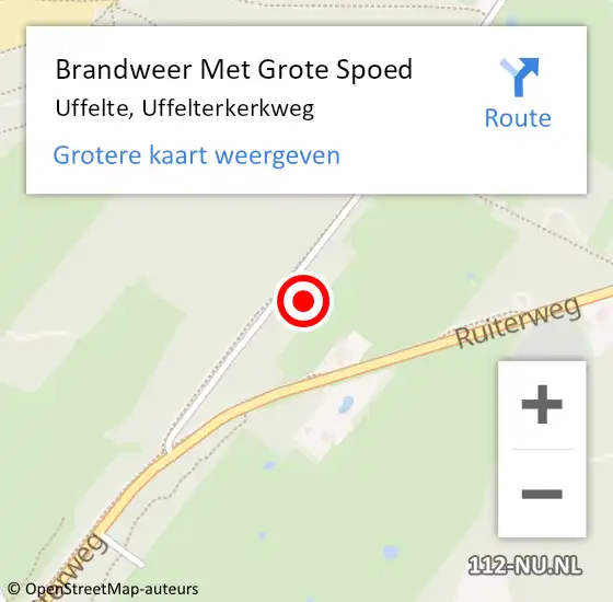 Locatie op kaart van de 112 melding: Brandweer Met Grote Spoed Naar Uffelte, Uffelterkerkweg op 12 april 2022 18:21