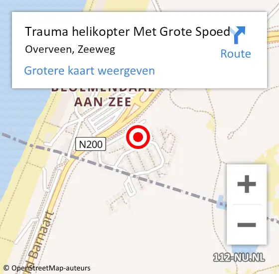 Locatie op kaart van de 112 melding: Trauma helikopter Met Grote Spoed Naar Overveen, Zeeweg op 12 april 2022 18:29
