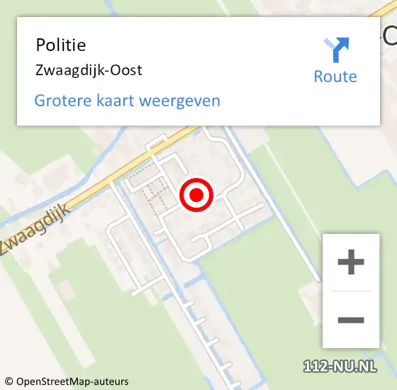 Locatie op kaart van de 112 melding: Politie Zwaagdijk-Oost op 14 juli 2014 09:57