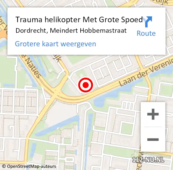 Locatie op kaart van de 112 melding: Trauma helikopter Met Grote Spoed Naar Dordrecht, Meindert Hobbemastraat op 12 april 2022 18:35