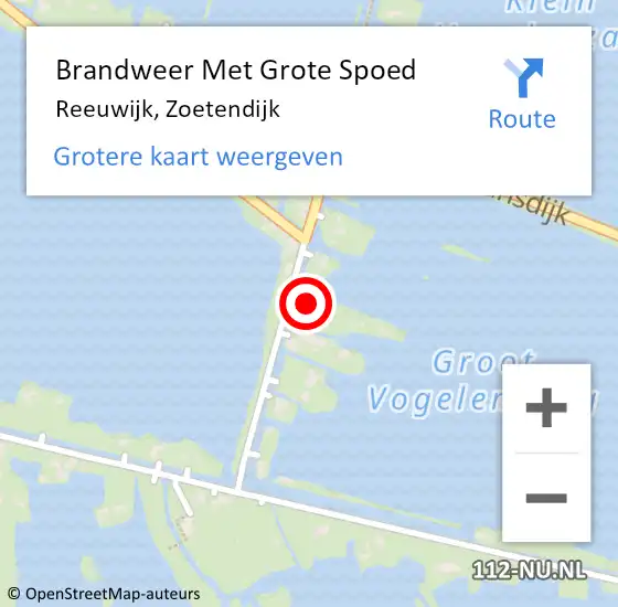 Locatie op kaart van de 112 melding: Brandweer Met Grote Spoed Naar Reeuwijk, Zoetendijk op 12 april 2022 18:35