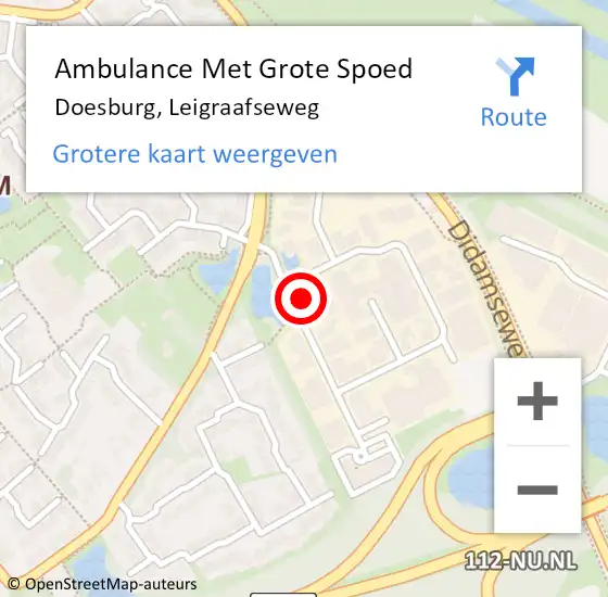 Locatie op kaart van de 112 melding: Ambulance Met Grote Spoed Naar Doesburg, Leigraafseweg op 12 april 2022 19:01