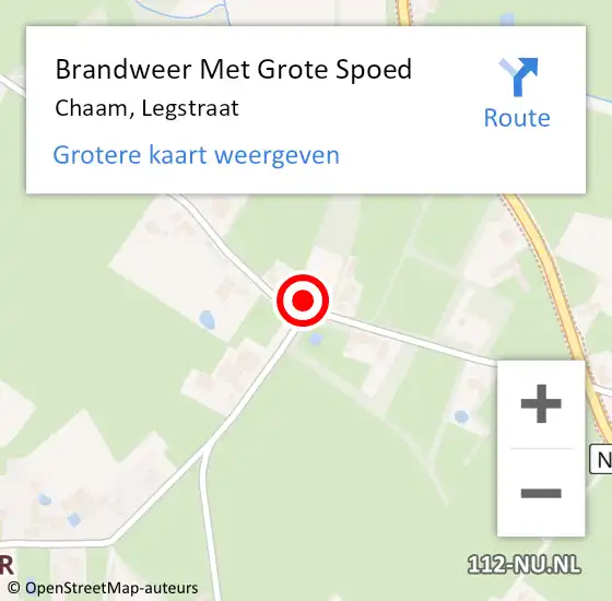 Locatie op kaart van de 112 melding: Brandweer Met Grote Spoed Naar Chaam, Legstraat op 12 april 2022 19:15