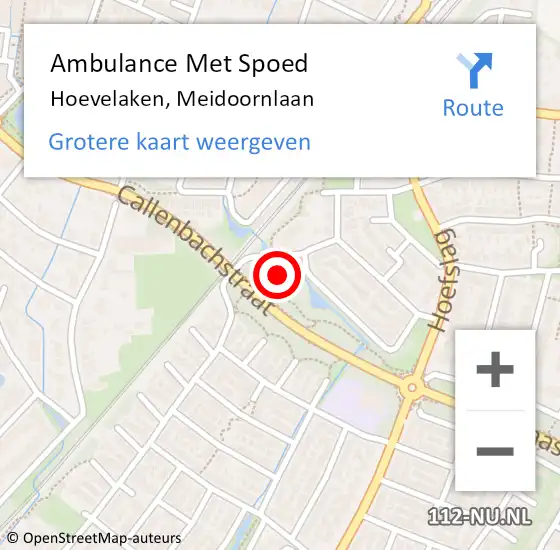 Locatie op kaart van de 112 melding: Ambulance Met Spoed Naar Hoevelaken, Meidoornlaan op 12 april 2022 19:25