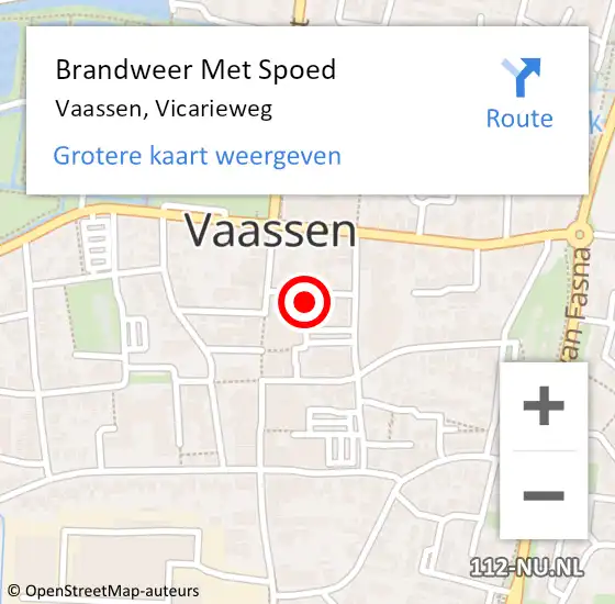 Locatie op kaart van de 112 melding: Brandweer Met Spoed Naar Vaassen, Vicarieweg op 12 april 2022 19:34