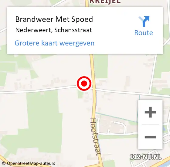 Locatie op kaart van de 112 melding: Brandweer Met Spoed Naar Nederweert, Schansstraat op 12 april 2022 19:46