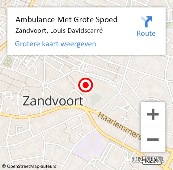 Locatie op kaart van de 112 melding: Ambulance Met Grote Spoed Naar Zandvoort, Louis Davidscarré op 12 april 2022 19:50