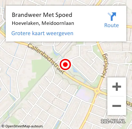 Locatie op kaart van de 112 melding: Brandweer Met Spoed Naar Hoevelaken, Meidoornlaan op 12 april 2022 19:53