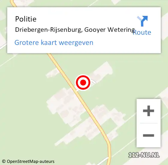 Locatie op kaart van de 112 melding: Politie Driebergen-Rijsenburg, Gooyer Wetering op 12 april 2022 19:56