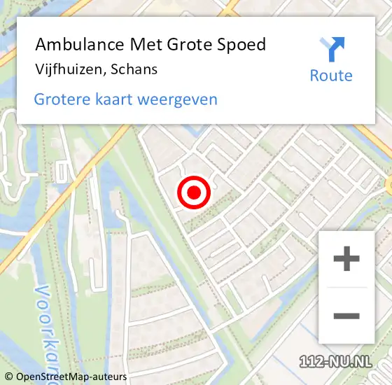 Locatie op kaart van de 112 melding: Ambulance Met Grote Spoed Naar Vijfhuizen, Schans op 12 april 2022 19:57
