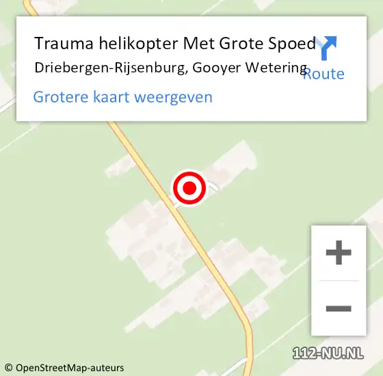 Locatie op kaart van de 112 melding: Trauma helikopter Met Grote Spoed Naar Driebergen-Rijsenburg, Gooyer Wetering op 12 april 2022 19:59