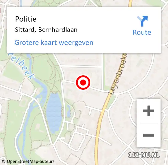 Locatie op kaart van de 112 melding: Politie Sittard, Bernhardlaan op 12 april 2022 19:59