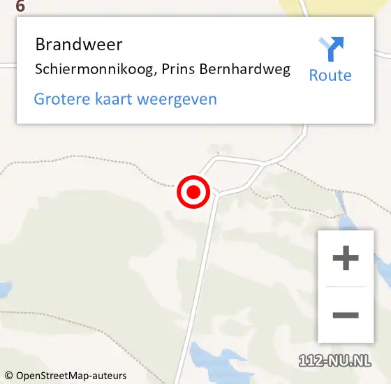 Locatie op kaart van de 112 melding: Brandweer Schiermonnikoog, Prins Bernhardweg op 12 april 2022 20:06