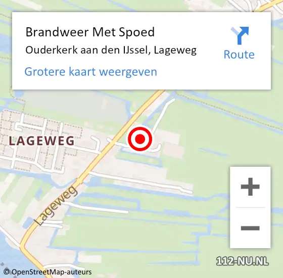 Locatie op kaart van de 112 melding: Brandweer Met Spoed Naar Ouderkerk aan den IJssel, Lageweg op 12 april 2022 20:08