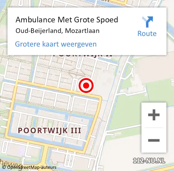 Locatie op kaart van de 112 melding: Ambulance Met Grote Spoed Naar Oud-Beijerland, Mozartlaan op 12 april 2022 20:18