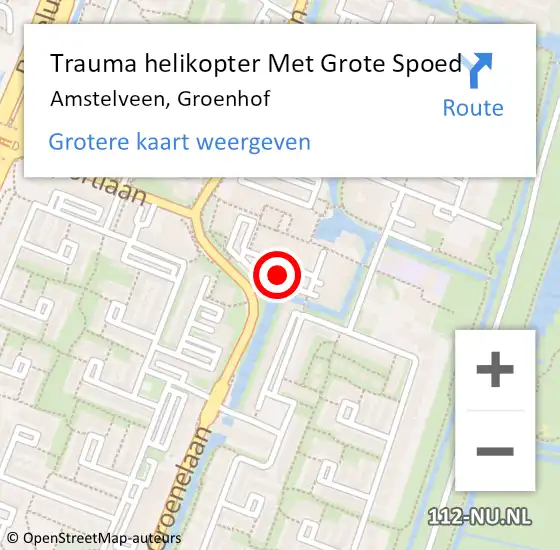 Locatie op kaart van de 112 melding: Trauma helikopter Met Grote Spoed Naar Amstelveen, Groenhof op 12 april 2022 20:35