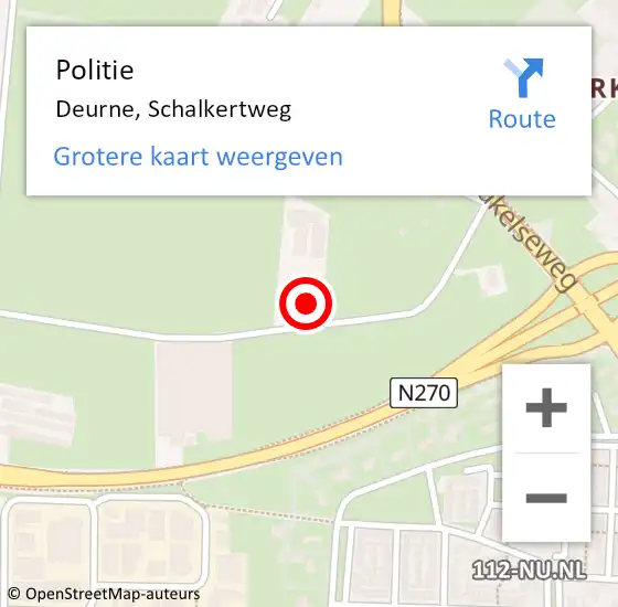 Locatie op kaart van de 112 melding: Politie Deurne, Schalkertweg op 12 april 2022 20:47