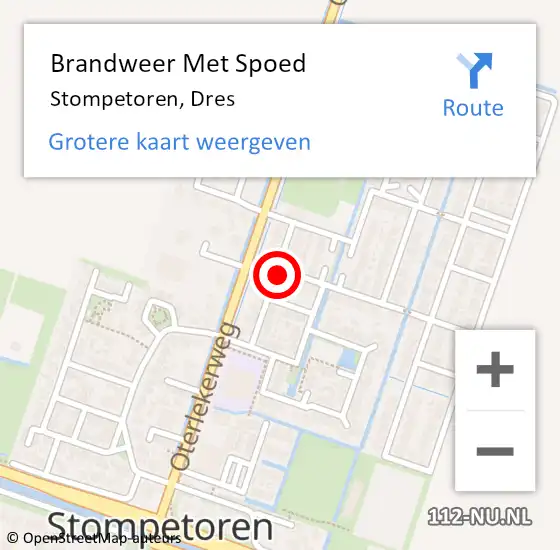 Locatie op kaart van de 112 melding: Brandweer Met Spoed Naar Stompetoren, Dres op 12 april 2022 21:09