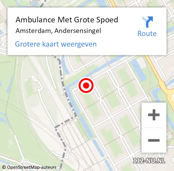 Locatie op kaart van de 112 melding: Ambulance Met Grote Spoed Naar Amsterdam-Zuidoost, Andersensingel op 12 april 2022 21:10