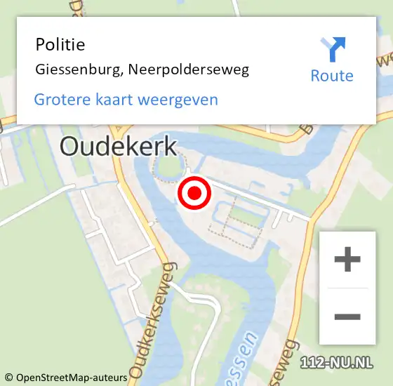 Locatie op kaart van de 112 melding: Politie Giessenburg, Neerpolderseweg op 12 april 2022 21:12