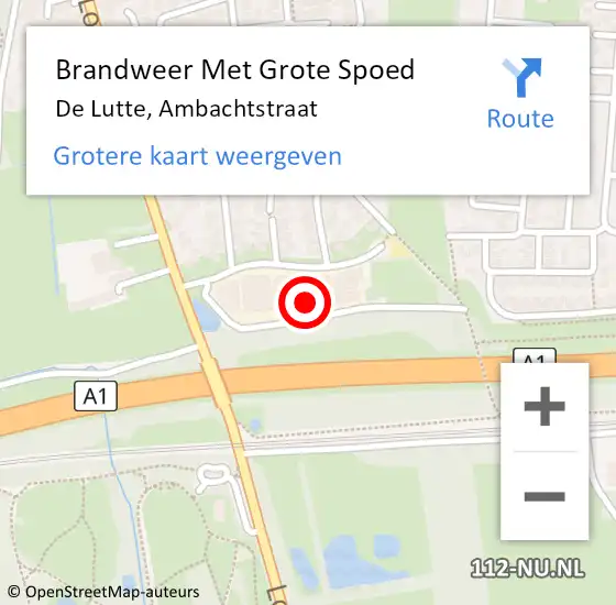 Locatie op kaart van de 112 melding: Brandweer Met Grote Spoed Naar De Lutte, Ambachtstraat op 12 april 2022 21:37