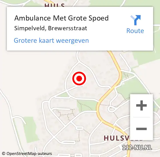 Locatie op kaart van de 112 melding: Ambulance Met Grote Spoed Naar Simpelveld, Brewersstraat op 14 juli 2014 10:13