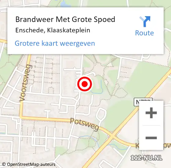 Locatie op kaart van de 112 melding: Brandweer Met Grote Spoed Naar Enschede, Klaaskateplein op 12 april 2022 21:55