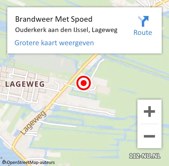 Locatie op kaart van de 112 melding: Brandweer Met Spoed Naar Ouderkerk aan den IJssel, Lageweg op 12 april 2022 22:05
