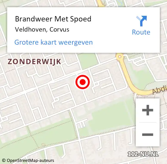 Locatie op kaart van de 112 melding: Brandweer Met Spoed Naar Veldhoven, Corvus op 12 april 2022 22:05