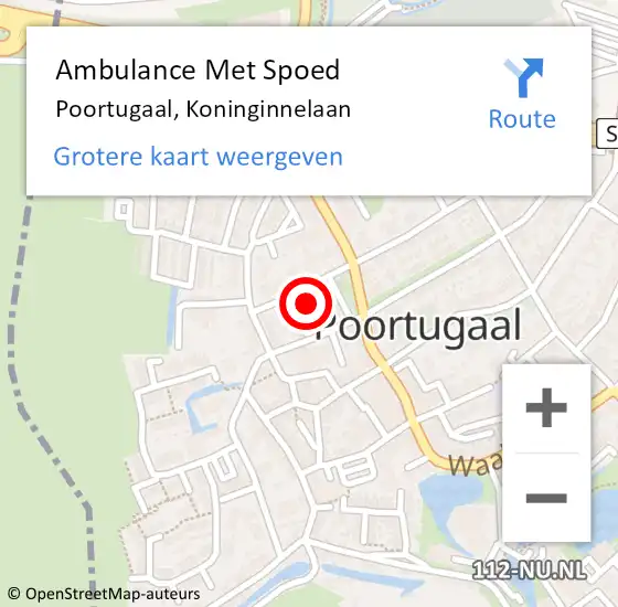 Locatie op kaart van de 112 melding: Ambulance Met Spoed Naar Poortugaal, Koninginnelaan op 12 april 2022 22:09