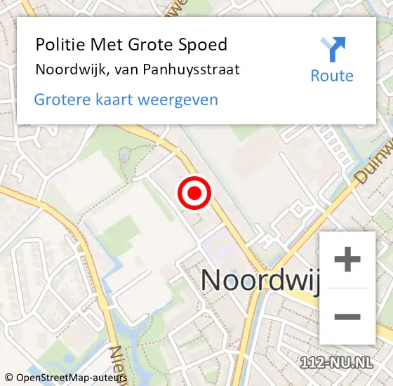 Locatie op kaart van de 112 melding: Politie Met Grote Spoed Naar Noordwijk, van Panhuysstraat op 12 april 2022 22:12