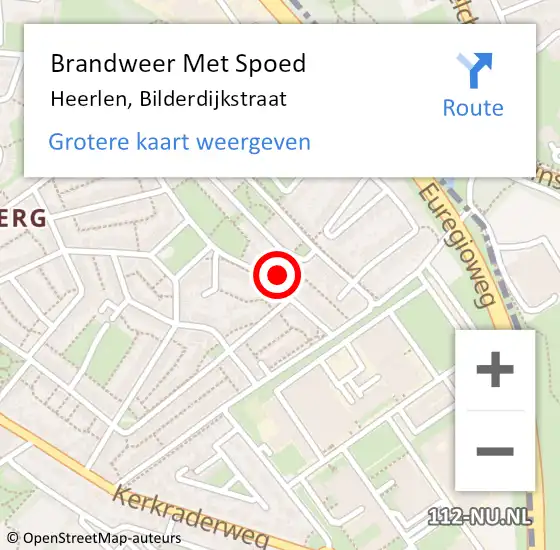 Locatie op kaart van de 112 melding: Brandweer Met Spoed Naar Heerlen, Bilderdijkstraat op 12 april 2022 22:22