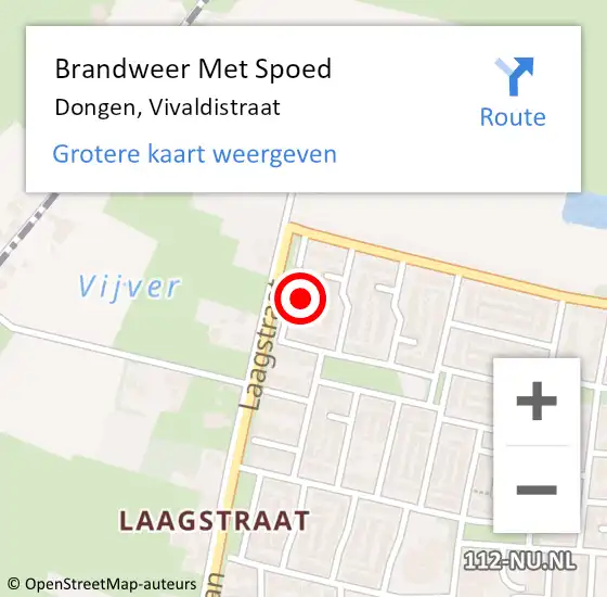 Locatie op kaart van de 112 melding: Brandweer Met Spoed Naar Dongen, Vivaldistraat op 12 april 2022 22:58