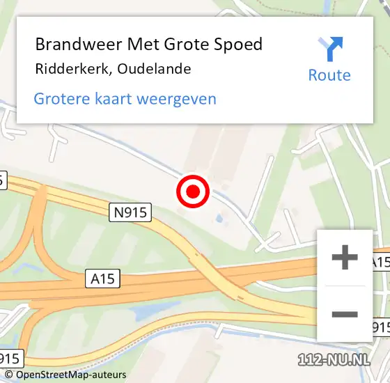 Locatie op kaart van de 112 melding: Brandweer Met Grote Spoed Naar Ridderkerk, Oudelande op 12 april 2022 23:03