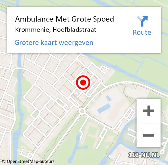 Locatie op kaart van de 112 melding: Ambulance Met Grote Spoed Naar Krommenie, Hoefbladstraat op 12 april 2022 23:20