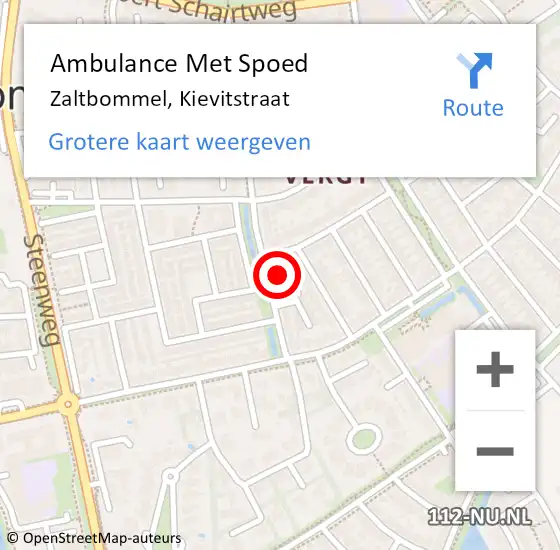 Locatie op kaart van de 112 melding: Ambulance Met Spoed Naar Zaltbommel, Kievitstraat op 12 april 2022 23:41