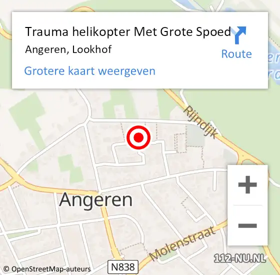 Locatie op kaart van de 112 melding: Trauma helikopter Met Grote Spoed Naar Angeren, Lookhof op 13 april 2022 01:02