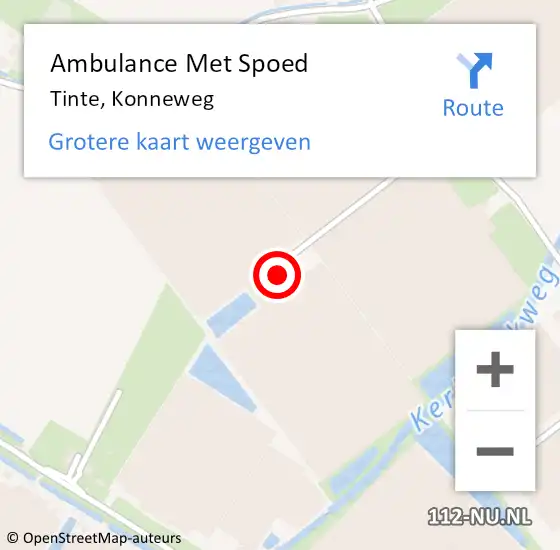 Locatie op kaart van de 112 melding: Ambulance Met Spoed Naar Tinte, Konneweg op 13 april 2022 01:15