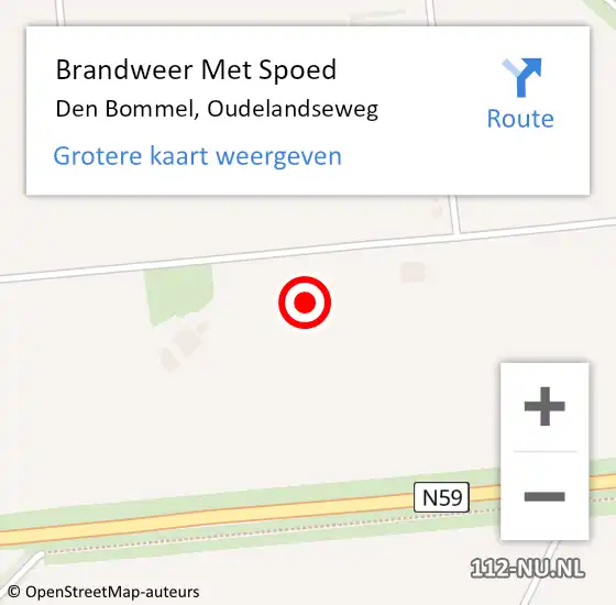 Locatie op kaart van de 112 melding: Brandweer Met Spoed Naar Den Bommel, Oudelandseweg op 13 april 2022 01:26