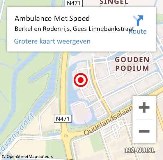 Locatie op kaart van de 112 melding: Ambulance Met Spoed Naar Berkel en Rodenrijs, Gees Linnebankstraat op 13 april 2022 02:56