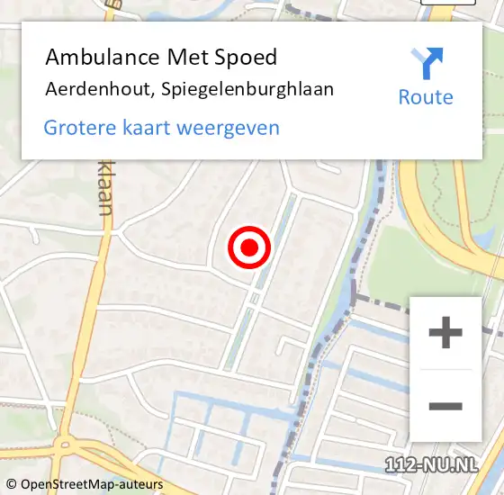 Locatie op kaart van de 112 melding: Ambulance Met Spoed Naar Aerdenhout, Spiegelenburghlaan op 13 april 2022 03:22