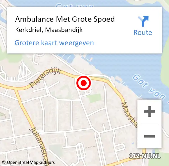 Locatie op kaart van de 112 melding: Ambulance Met Grote Spoed Naar Kerkdriel, Maasbandijk op 13 april 2022 03:31