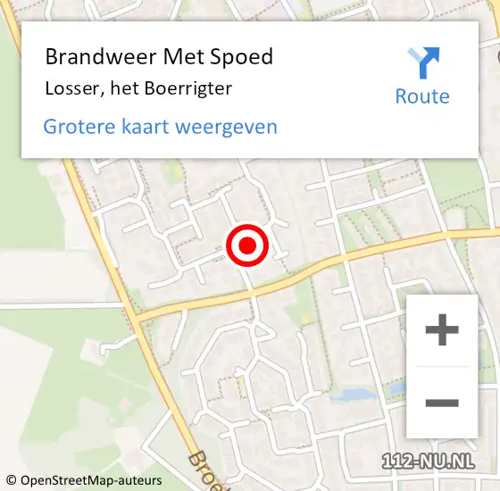 Locatie op kaart van de 112 melding: Brandweer Met Spoed Naar Losser, het Boerrigter op 13 april 2022 03:39