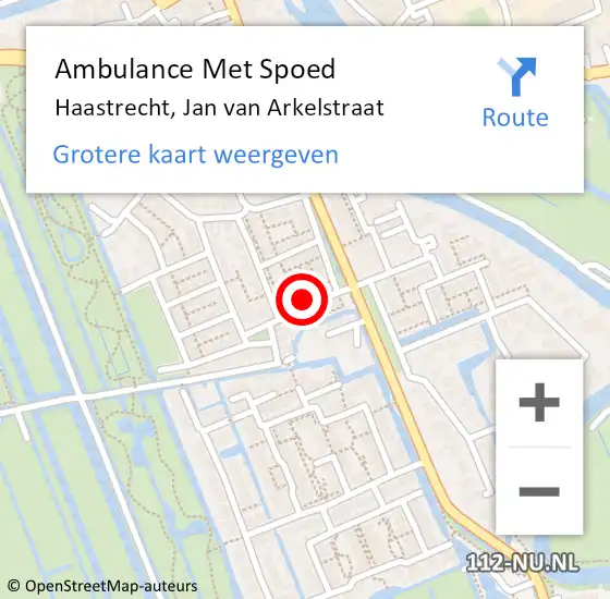 Locatie op kaart van de 112 melding: Ambulance Met Spoed Naar Haastrecht, Jan van Arkelstraat op 13 april 2022 04:16