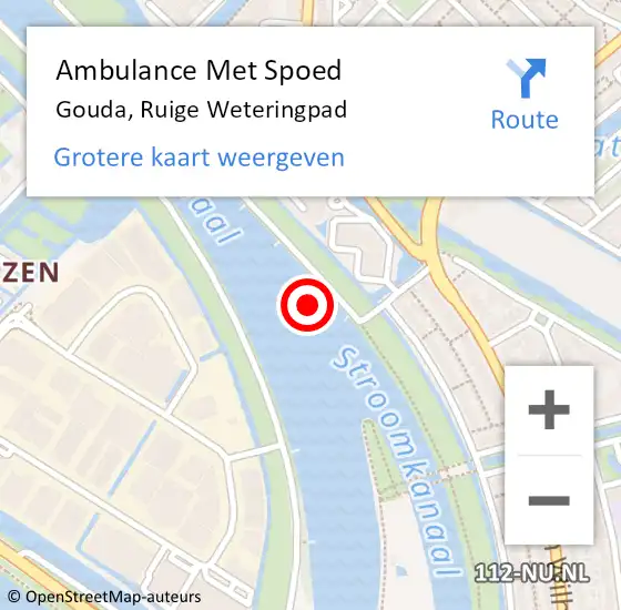 Locatie op kaart van de 112 melding: Ambulance Met Spoed Naar Gouda, Ruige Weteringpad op 13 april 2022 05:28