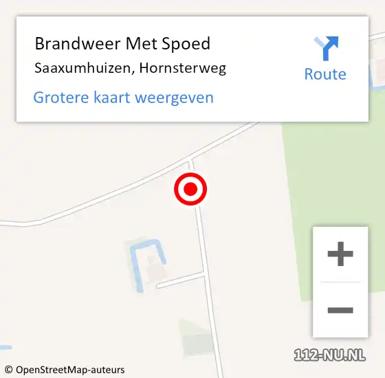 Locatie op kaart van de 112 melding: Brandweer Met Spoed Naar Saaxumhuizen, Hornsterweg op 13 april 2022 05:31