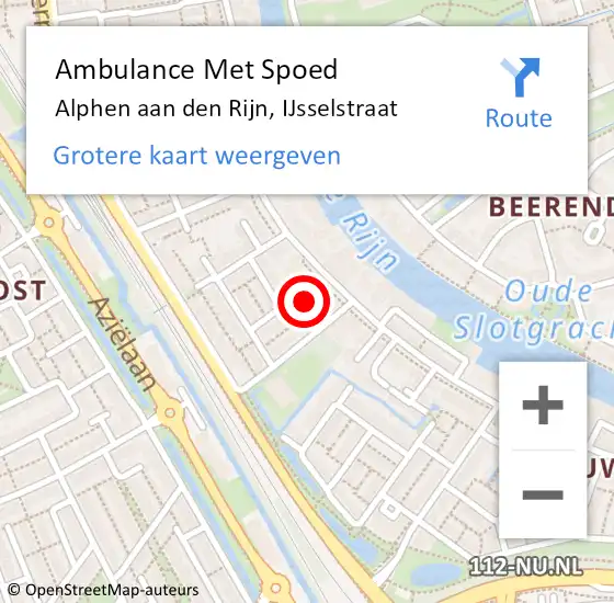 Locatie op kaart van de 112 melding: Ambulance Met Spoed Naar Alphen aan den Rijn, IJsselstraat op 13 april 2022 05:43