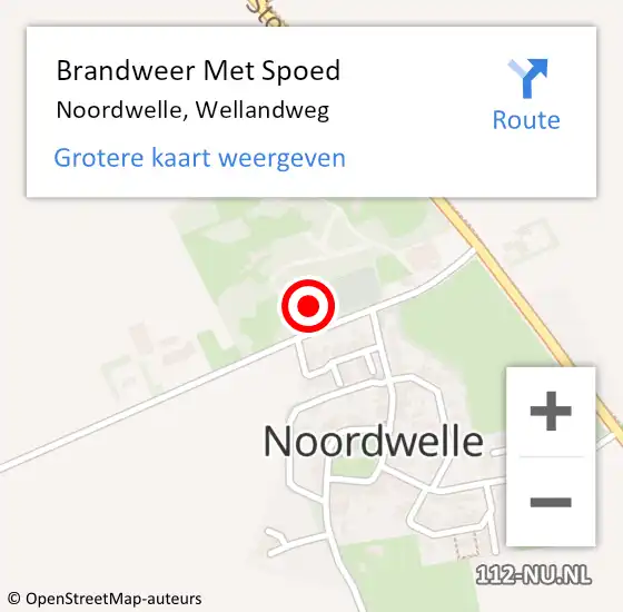 Locatie op kaart van de 112 melding: Brandweer Met Spoed Naar Noordwelle, Wellandweg op 13 april 2022 05:54