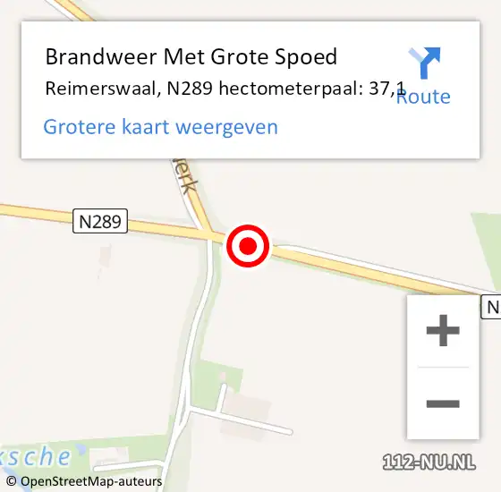 Locatie op kaart van de 112 melding: Brandweer Met Grote Spoed Naar Reimerswaal, N289 hectometerpaal: 37,1 op 13 april 2022 06:57